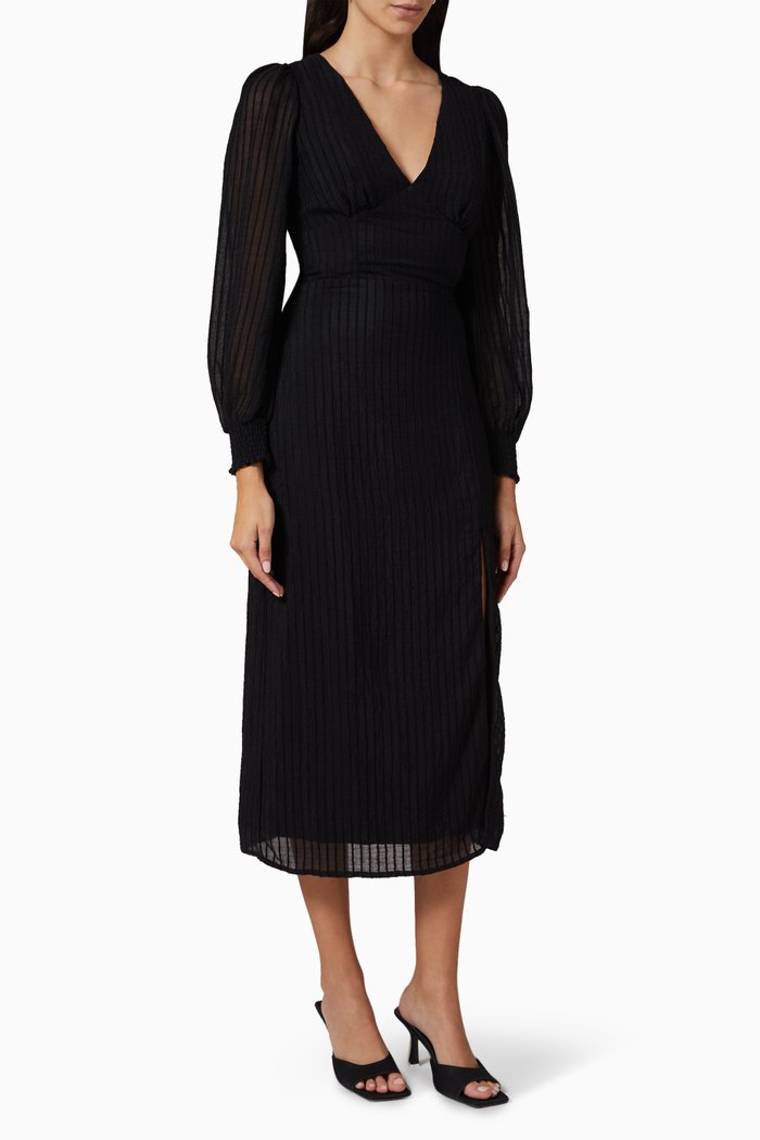 

Lylah V-neck Midi Dress, Black
