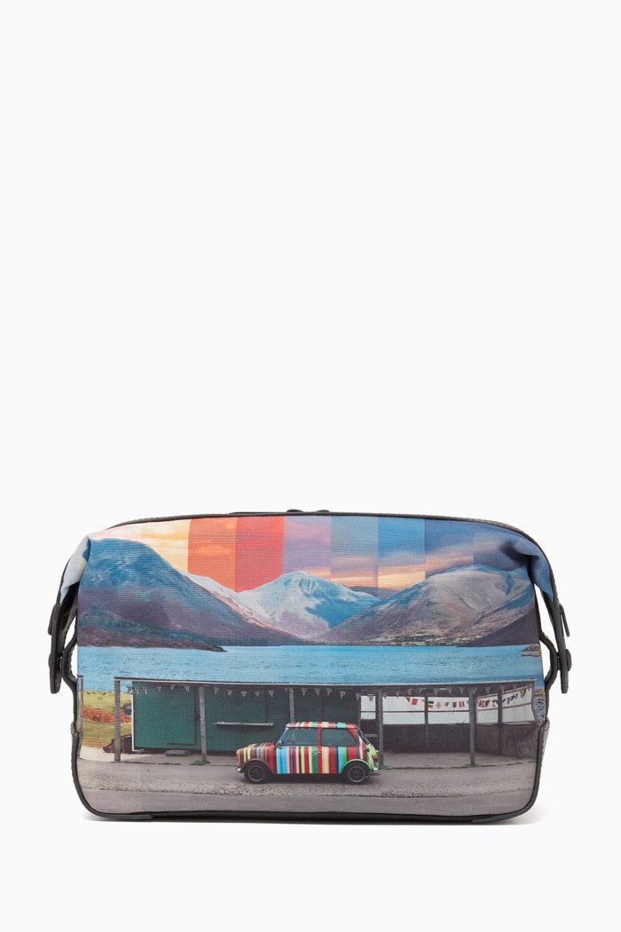 

Mini Mountain Wash Bag in Embossed Leather, Multicolour