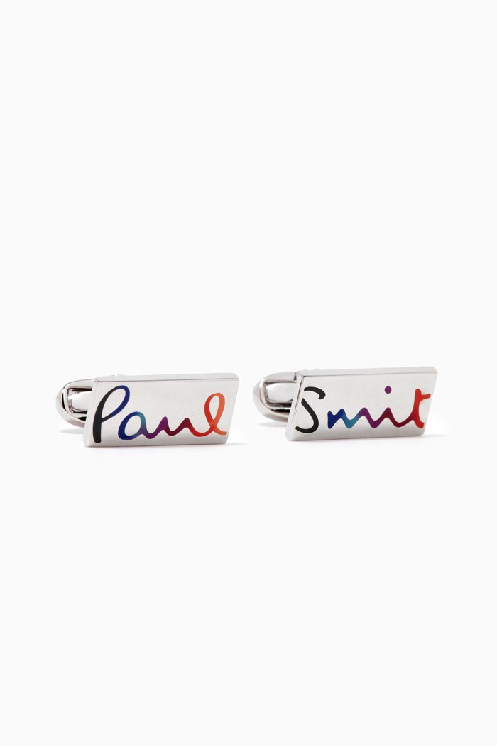 

Signature Logo Rectangular Cufflinks in Metal, Multicolour