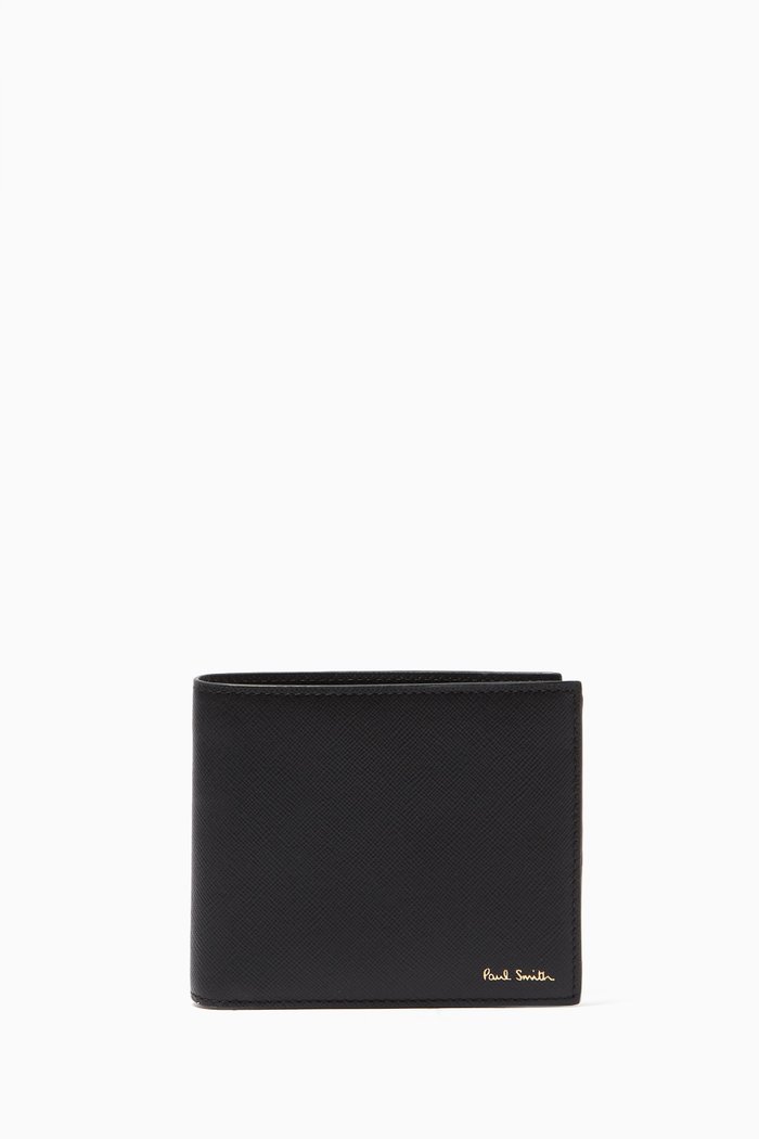

Mini Mountain Interior Bi-fold Wallet in Leather, Black