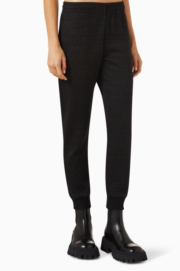 

All-over Logo Sweatpants in Cotton-fleece, Black