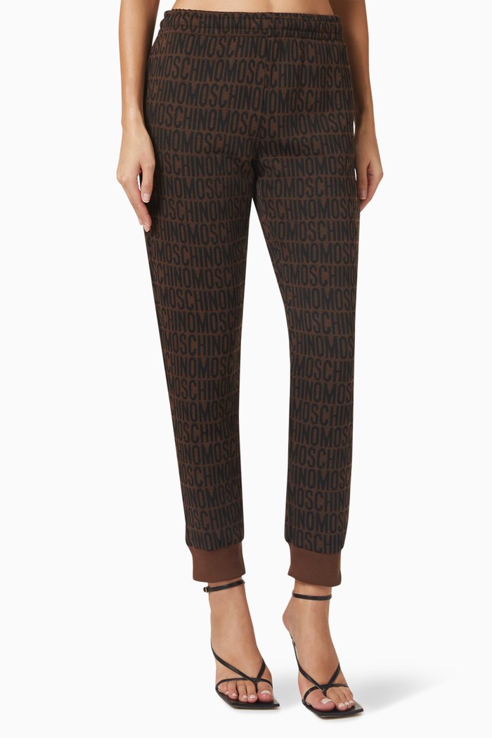 

All-over Logo Sweatpants in Cotton-fleece, Brown