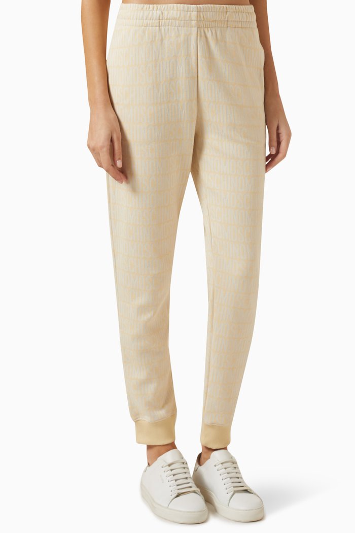 All-over Logo Sweatpants in Cotton-fleece, Neutral