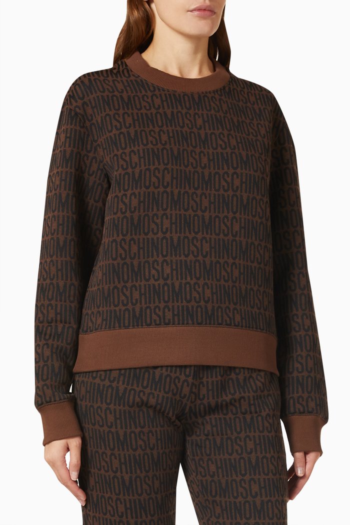 

All-over Logo Sweatshirt in Cotton-fleece, Brown