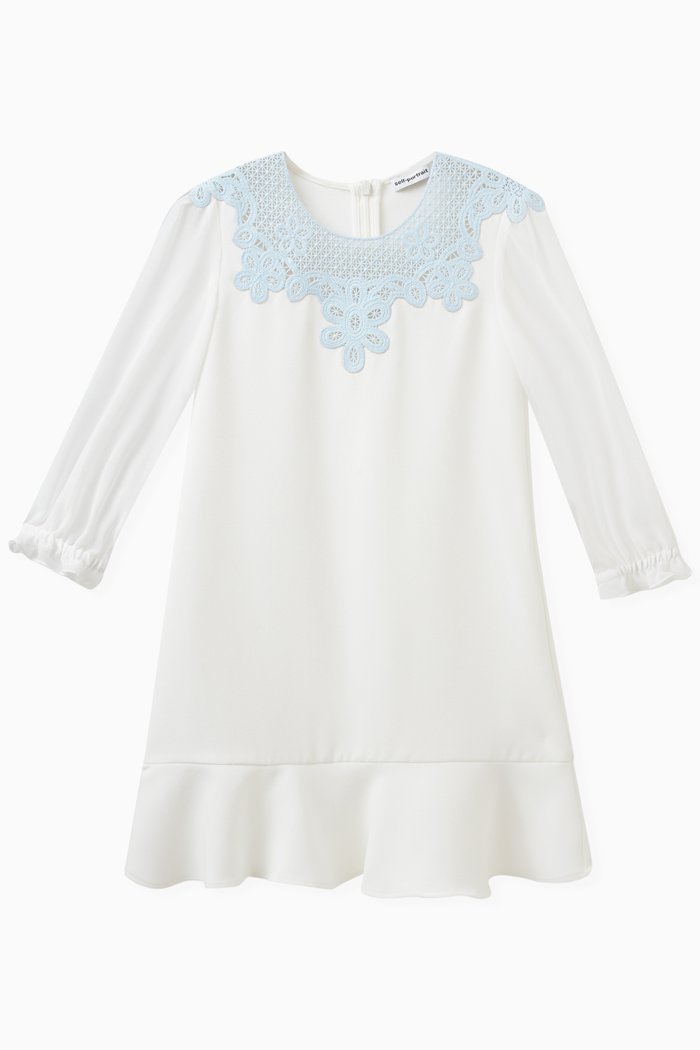 

Crochet Bib Dress in Cotton, White