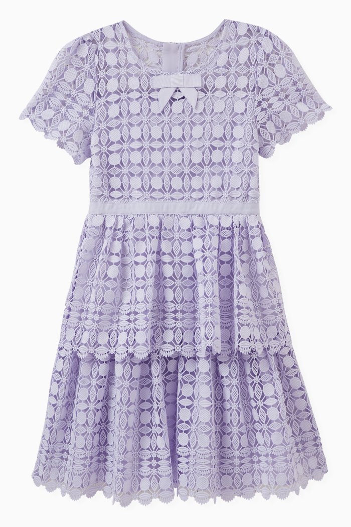 

Petal Lace Dress in Polyester, Purple