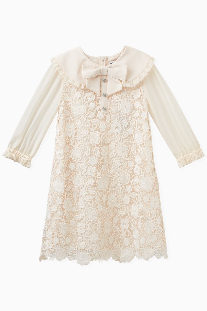 

Floral Lace Dress in Polyester, Neutral