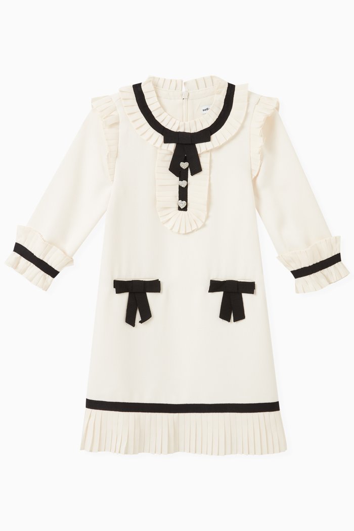 

Bow Mini Dress in Crepe, Neutral