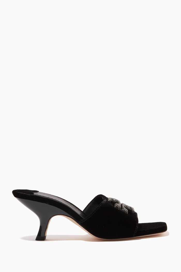 

Eleanor Pavé 65 Mule Sandals in Velvet, Black