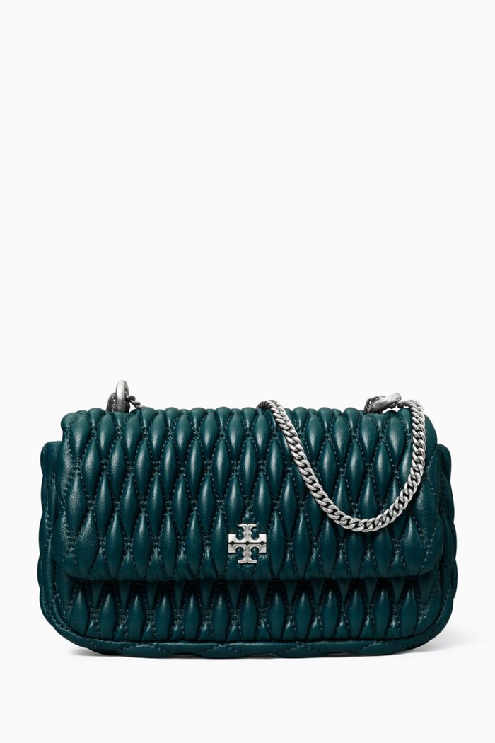 

Mini Kira Ruched Flap Bag in Napa, Green