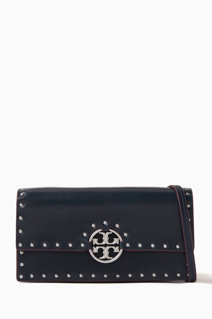 

Miller Studded Wallet Bag in Leather, Blue
