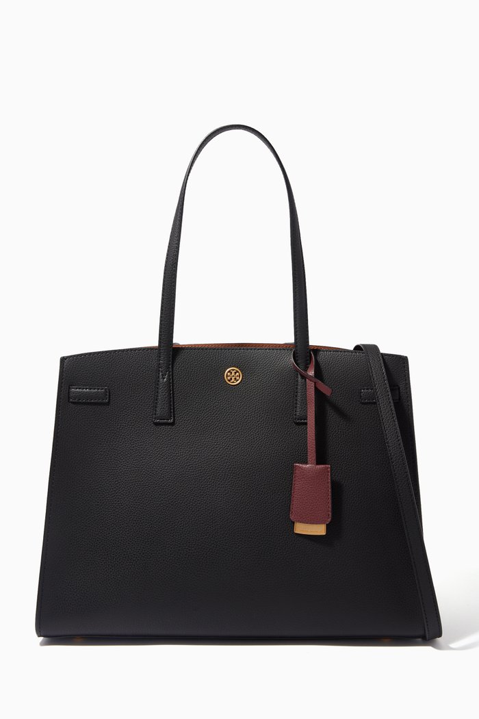Walker Satchel Bag in Leather, Black