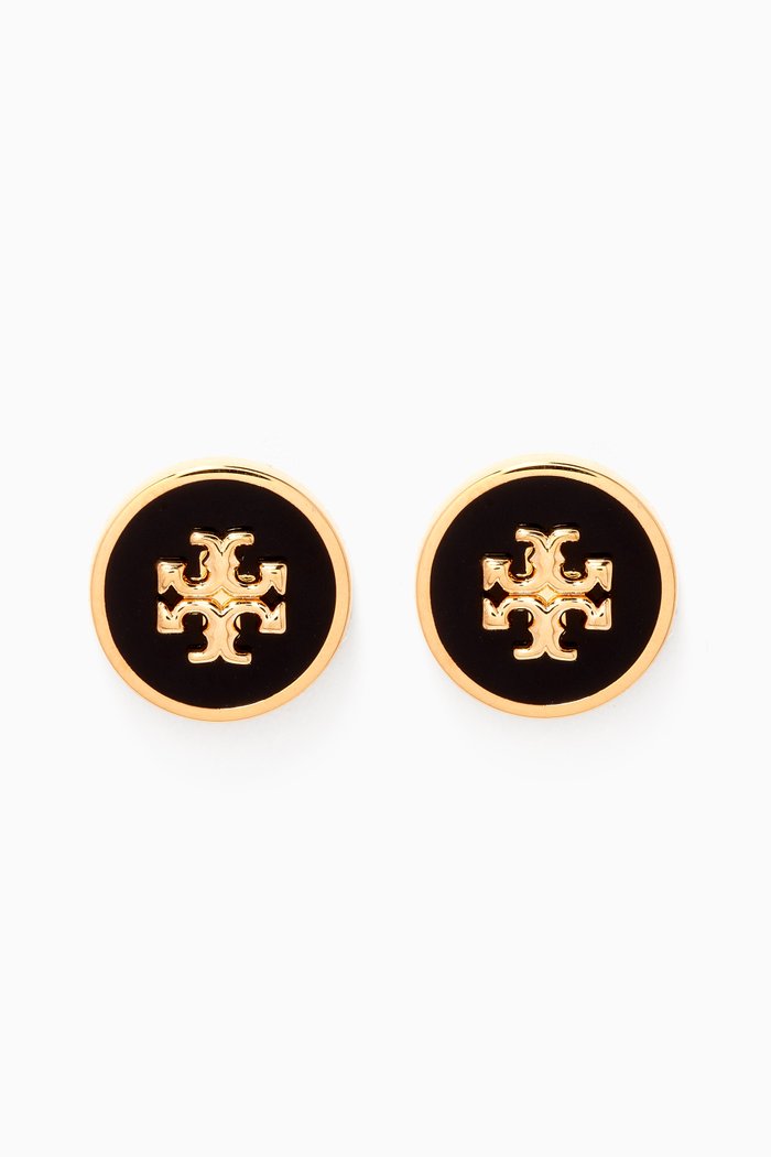 

Kira Enamel Circle Stud Earrings in 18kt Gold-plated Brass