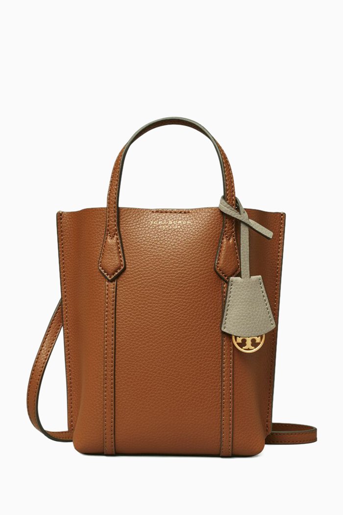 

Mini Perry Tote in Pebbled Leather, Brown