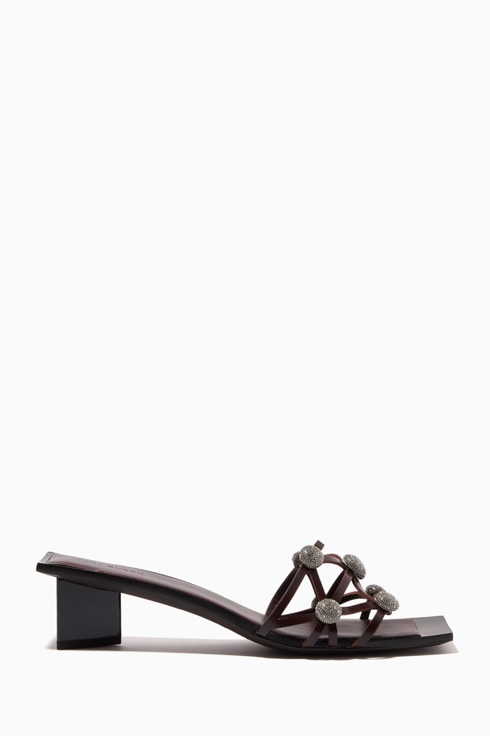 

Crystal Bobble 45 Mule Sandals in Leather, Purple