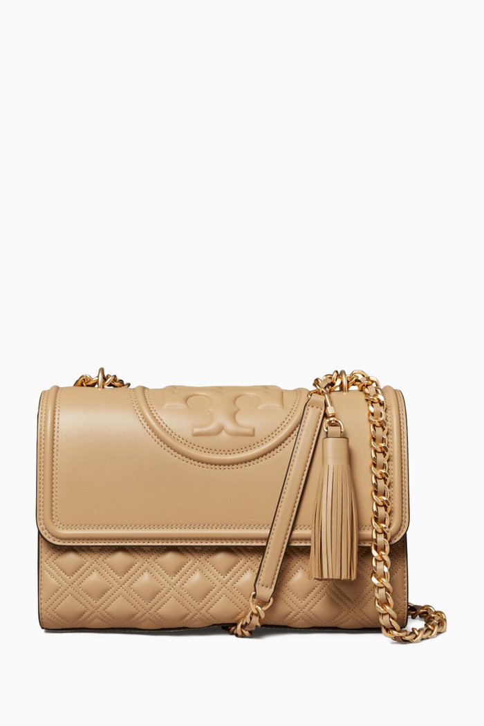 Fleming Convertible Shoulder Bag in Leather, Brown