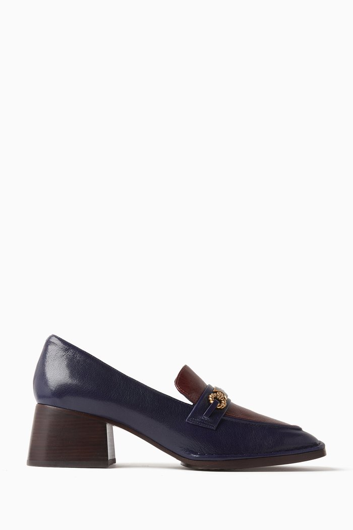 

Perrine 55 Loafers in Crackled Leather, Blue