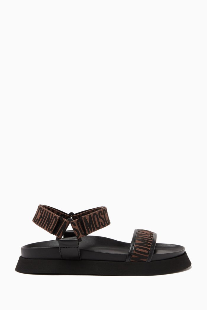 

All-over Logo Sandals in Nylon, Brown