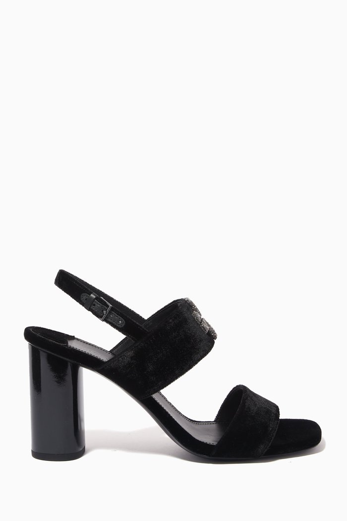 

Eleanor Pavé 90 Sandals in Velvet, Black