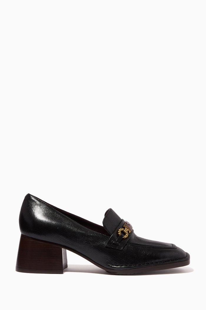 

Perrine 55 Loafers in Crackled Leather, Black