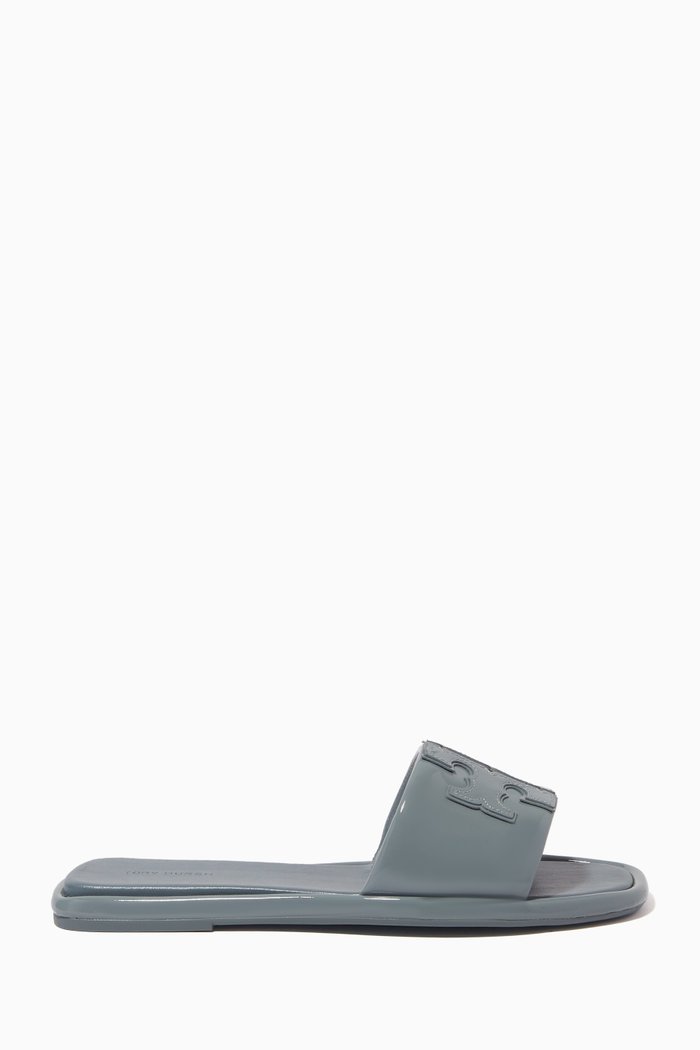 

Double T Sport Slides in Patent Leather, Neutral