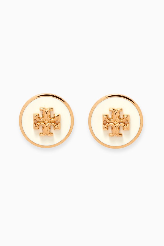 

Kira Enamel Circle Stud Earrings in 18kt Gold-plated Brass
