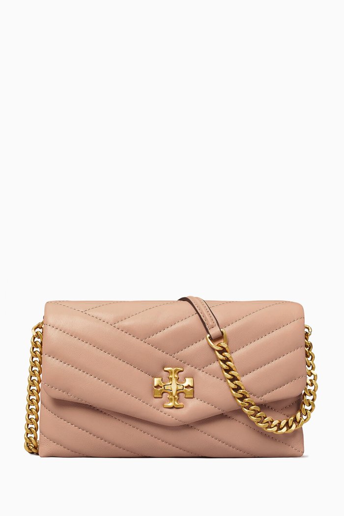 

Kira Chain Wallet in Chevron Leather, Brown