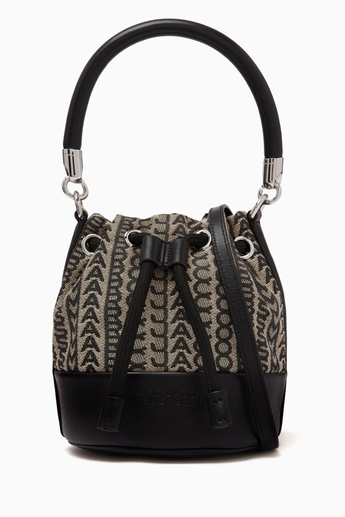 The Micro Bucket Bag in Monogram Jacquard, Neutral
