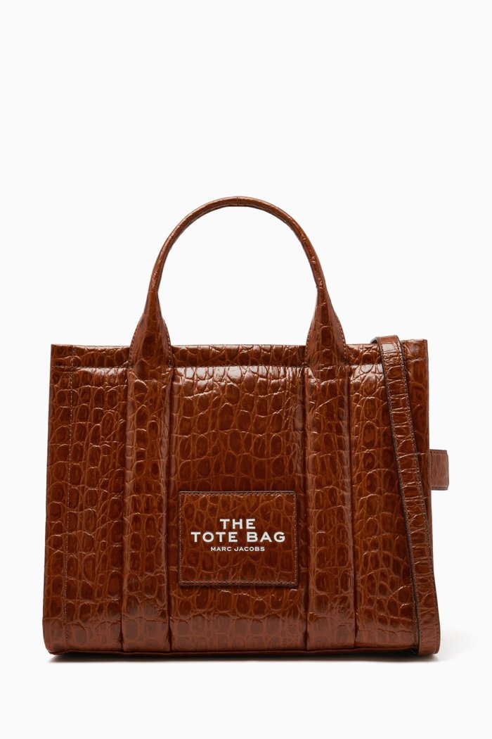 

Medium Traveler Tote Bag in Jacquard, Brown