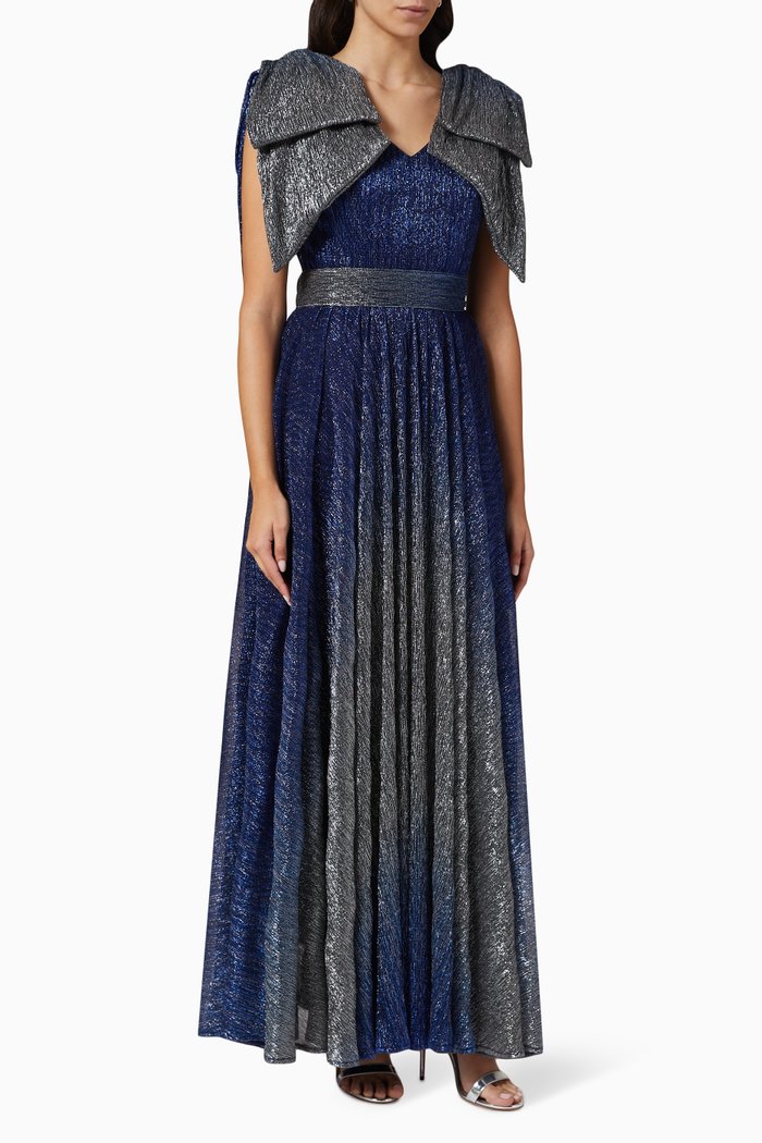 

Sculptured Glittered Maxi Dress, Blue