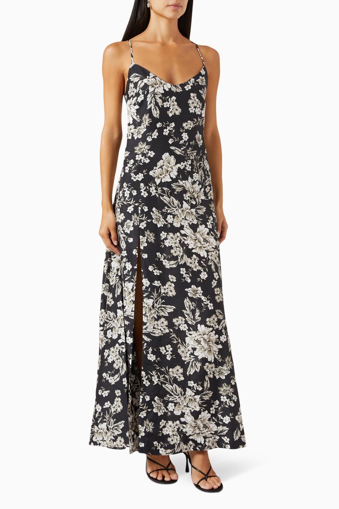 

Tahiti Maxi Dress in Silk, Black