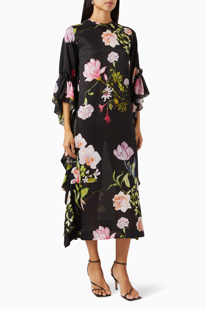 

Tulum Midi Dress in Cotton Silk, Black