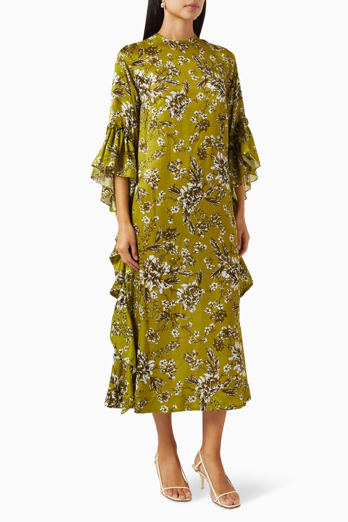 

Tulum Midi Dress in Cotton Silk, Green