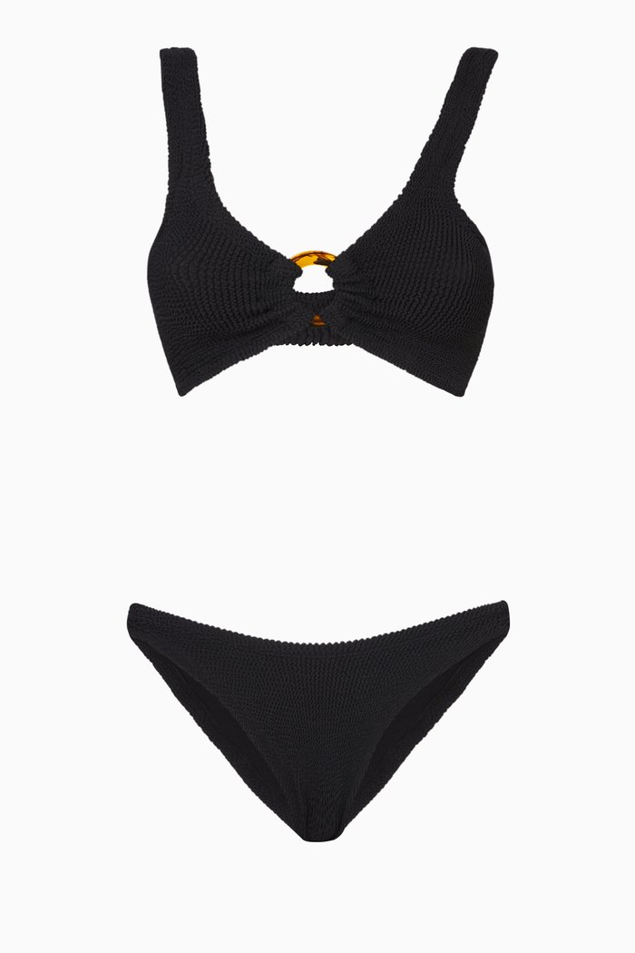 Julia Bikini Set in Crinkle Fabric, Black