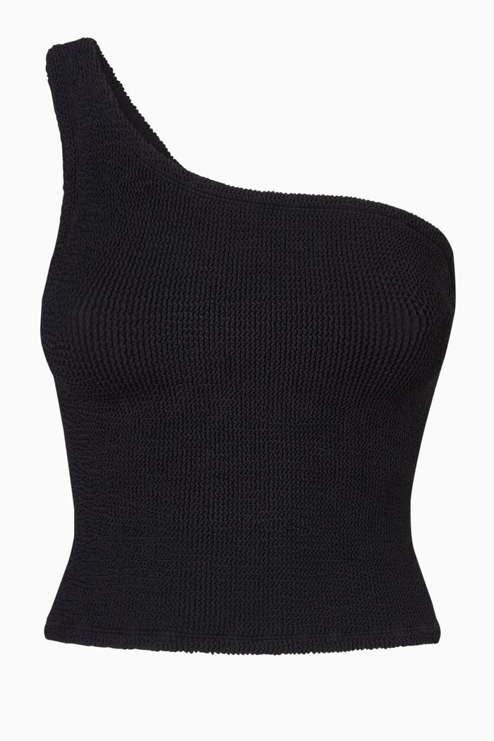 

Neoma Bikini Top in Crinkle Fabric, Black