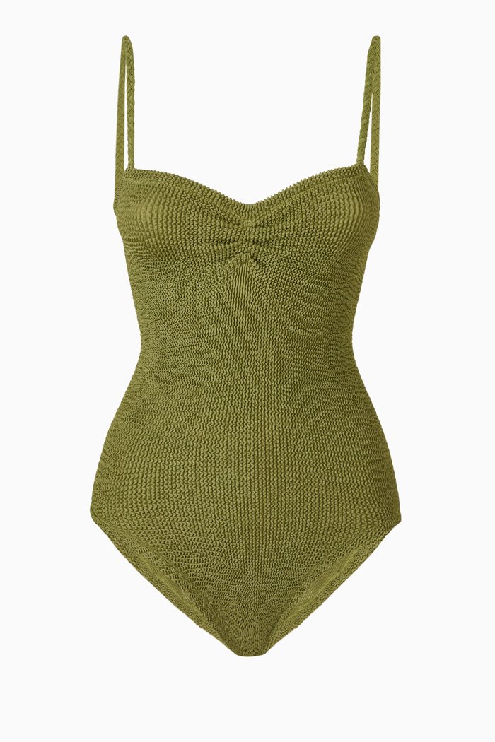 

Venus One-piece Swimsuit in Crinkle Fabric, Green