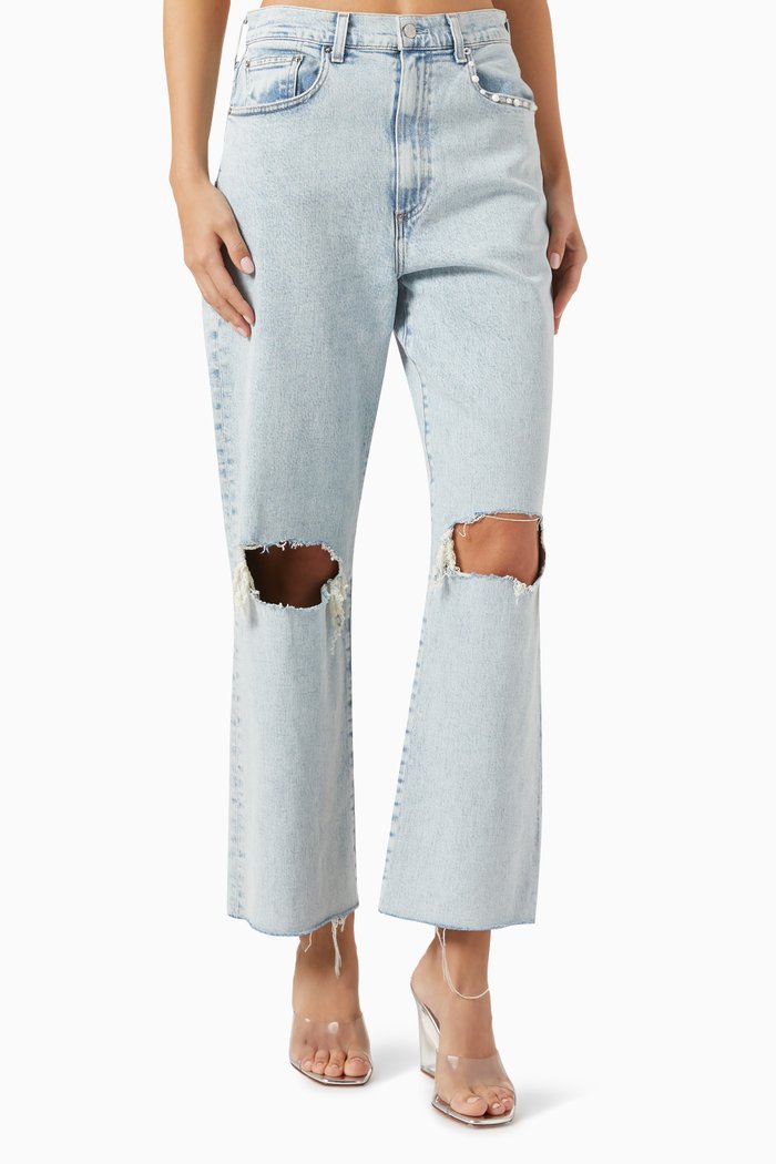 

Mia Relaxed Straight-leg Jeans in Stretch Denim, Blue