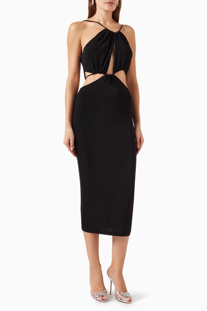 

Zeke Slinky Midi Dress in Jersey, Black