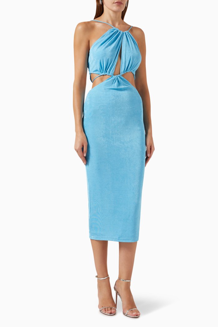 

Zeke Slinky Midi Dress in Jersey, Blue