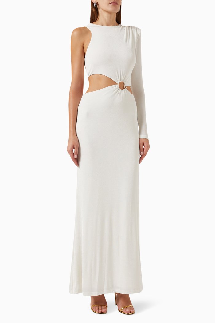 

Brigitta Slinky Maxi Dress in Jersey, White
