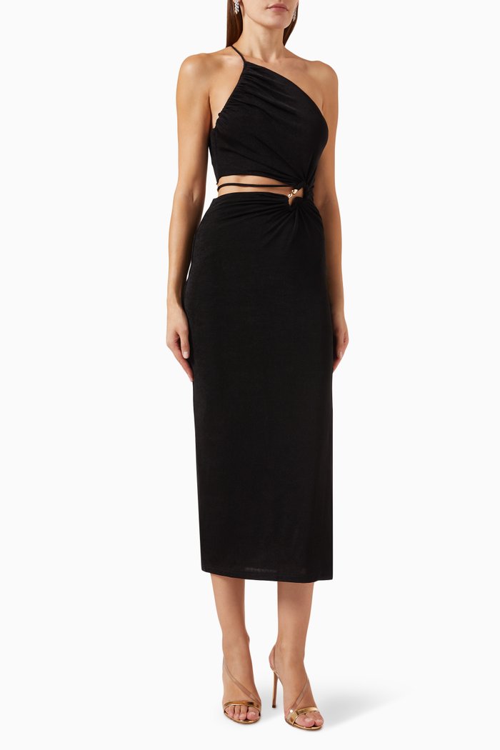 

Sidney Slinky Midi Dress in Jersey, Black