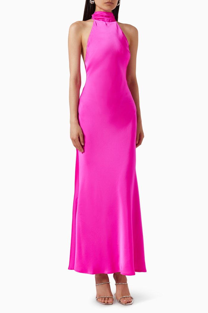 

Evianna Halterneck Gown in Satin, Pink