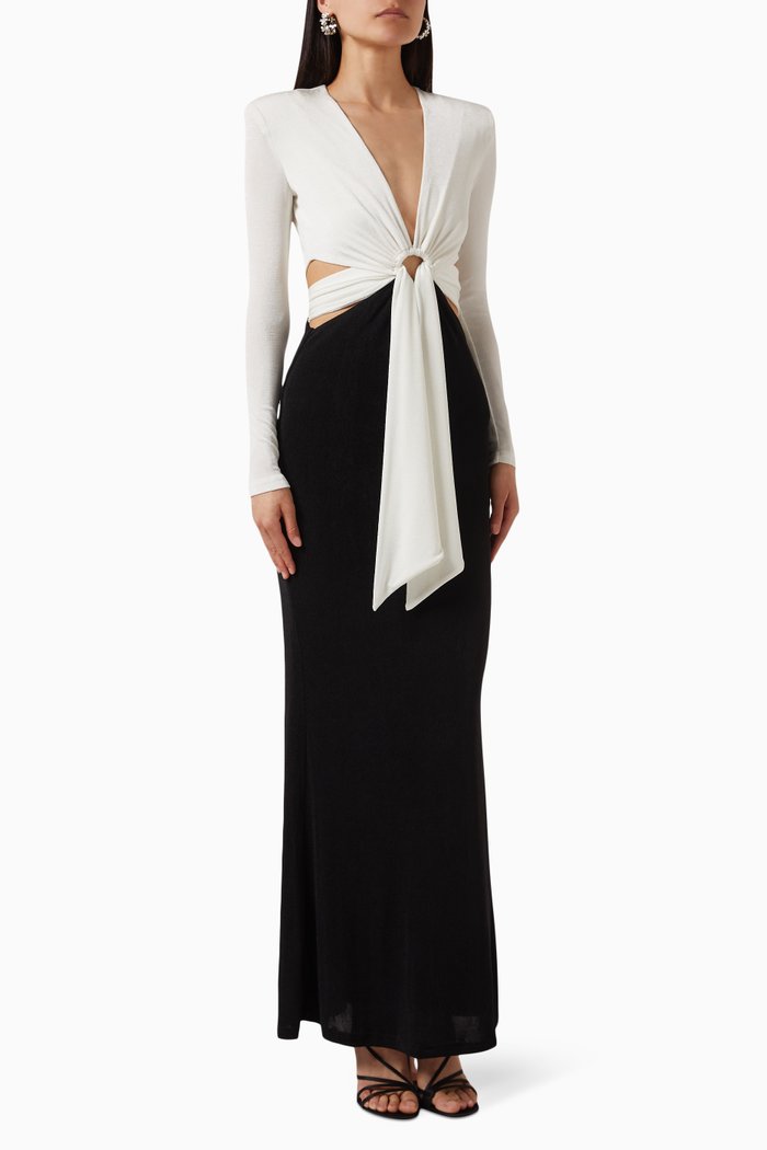 

Aldina Contrast Gown in Jersey, Black