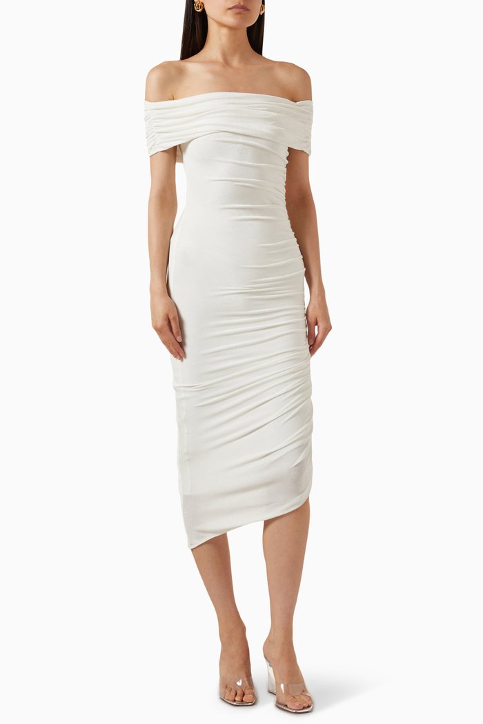 

Keoni Slinky Midi Dress in Jersey, White