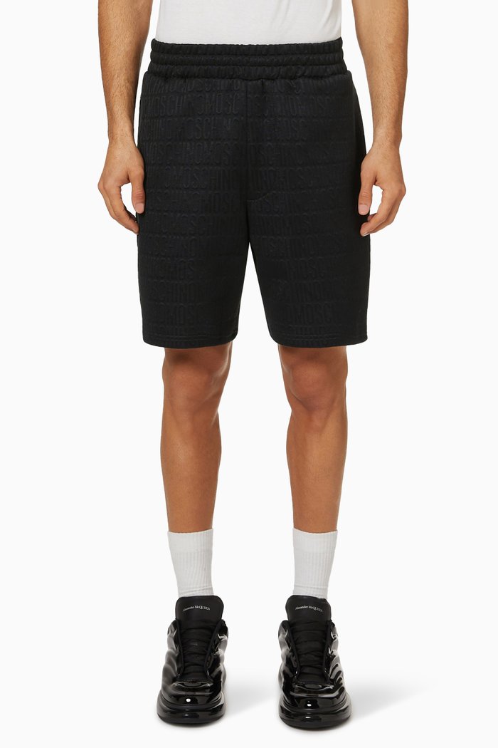 

All-over Logo Shorts in Fleece, Black