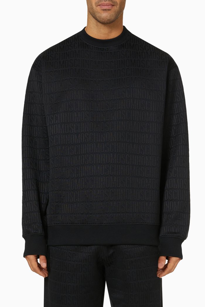 

All-over Logo Sweatshirt in Fleece, Black