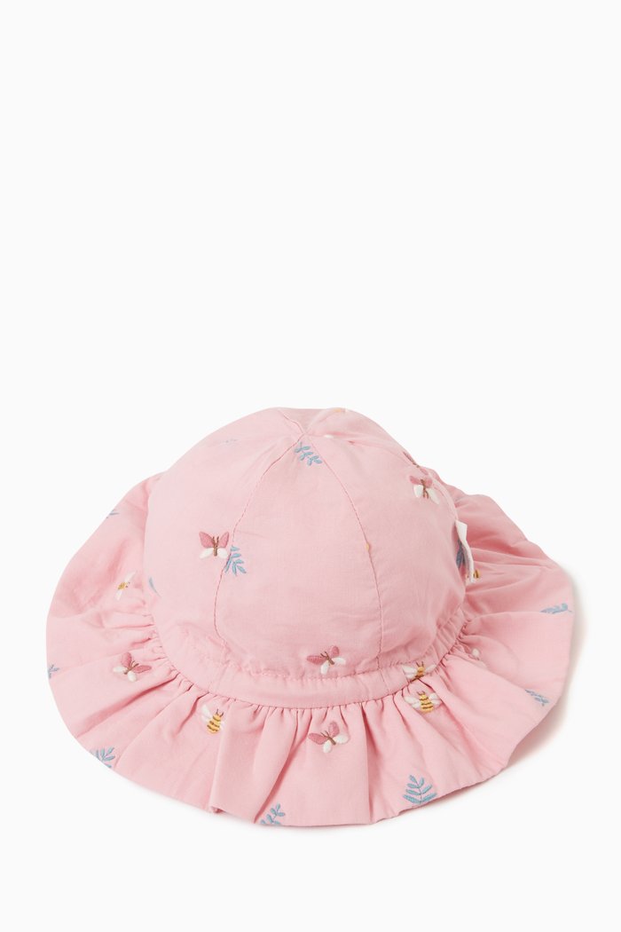 

Butterfly Embroidered Sunhat in Cotton, Pink