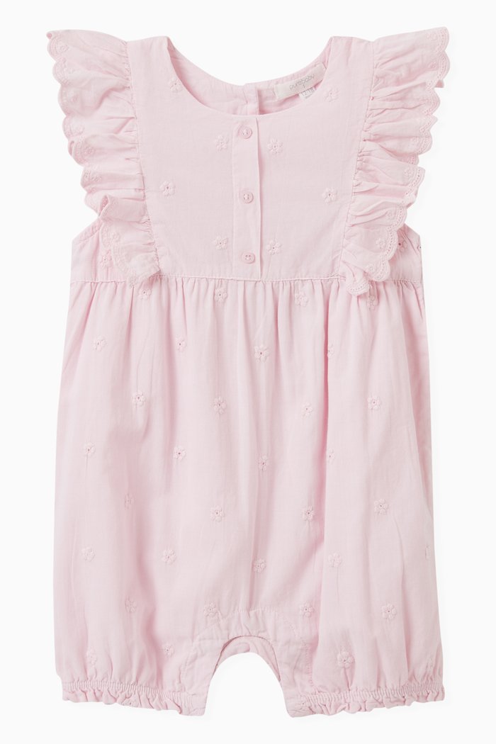 

Frangipani Broderie Romper in Cotton, Pink