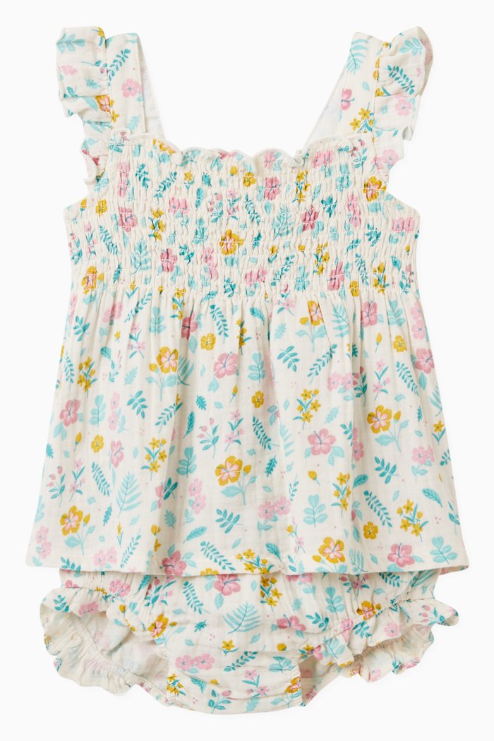 

Hibiscus Island Top & Bloomer Set in Cotton, Neutral