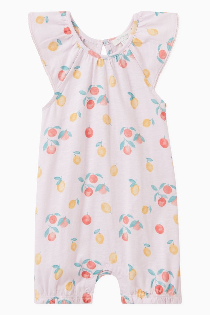 

Citrus Print Romper in Cotton, Pink